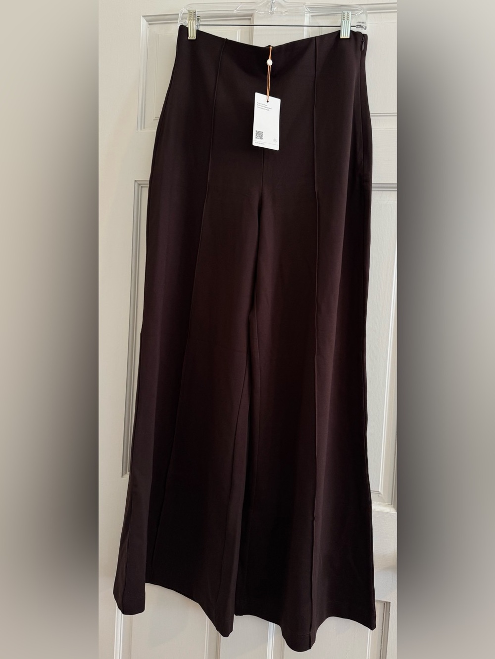 Quince Ultra-Stretch Ponte Super Wide Leg Pants in Espresso Brown - Picture 3 of 7